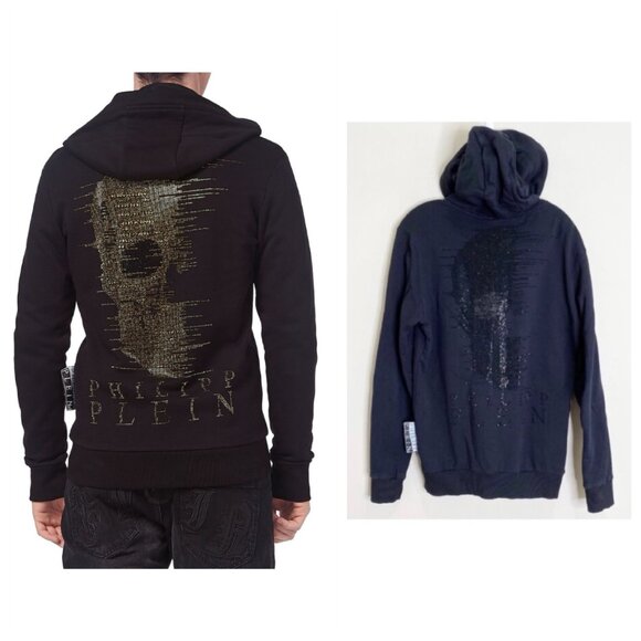 Philipp Plein Other - Philipp Plein Crystal Rhinestone Half Skull Hoodie *Black* Sz XL